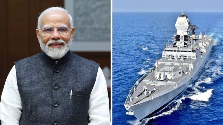 भारतीय नौसेना को मिले तीन युद्धपोत:                                             पीएम मोदी ने किया कमीशनिंग का नेतृत्व