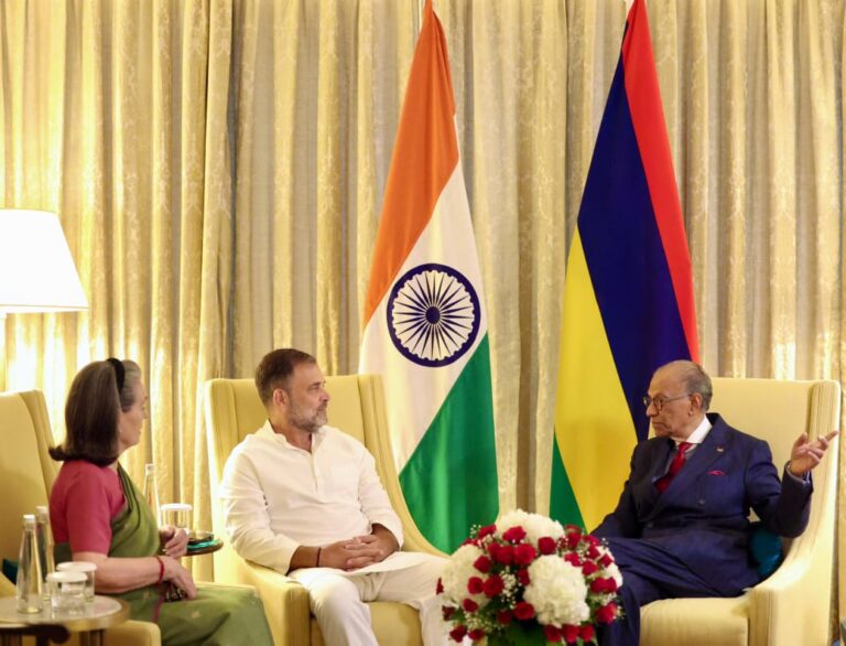 CPP Chairperson Sonia Gandhi and LoP Rahul Gandhi Meet, Mauritian Prime Minister Dr. Navinchandra Ramgoolam in New Delhi